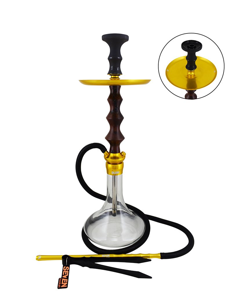 Narguile Seven Hookah Burn Eletric - Gold/Red