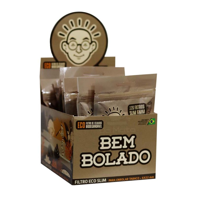 Display Filtro Bem Bolado De Celulose Biodegradável Slim 6x15mm (CX/10 Pacotes de 120un)