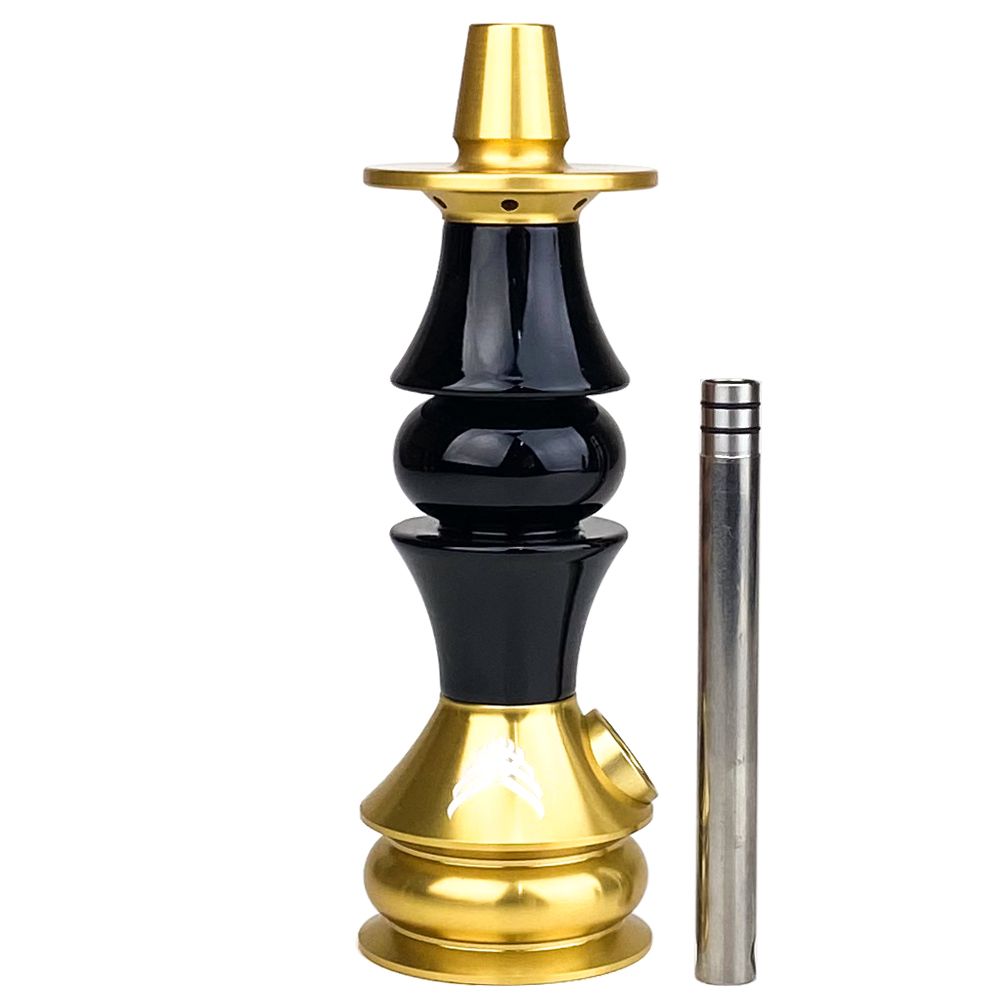 Stem Narguile Marajah Hookah Umbrella Nano Dourado/Preto Brilhante